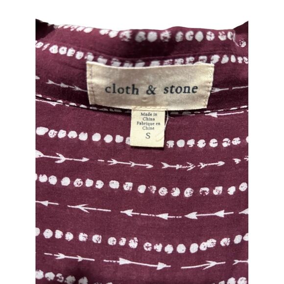 Cloth & Stone Anthropologie Maroon Red Arrow Button Front Blouse Size S - Picture 5 of 11
